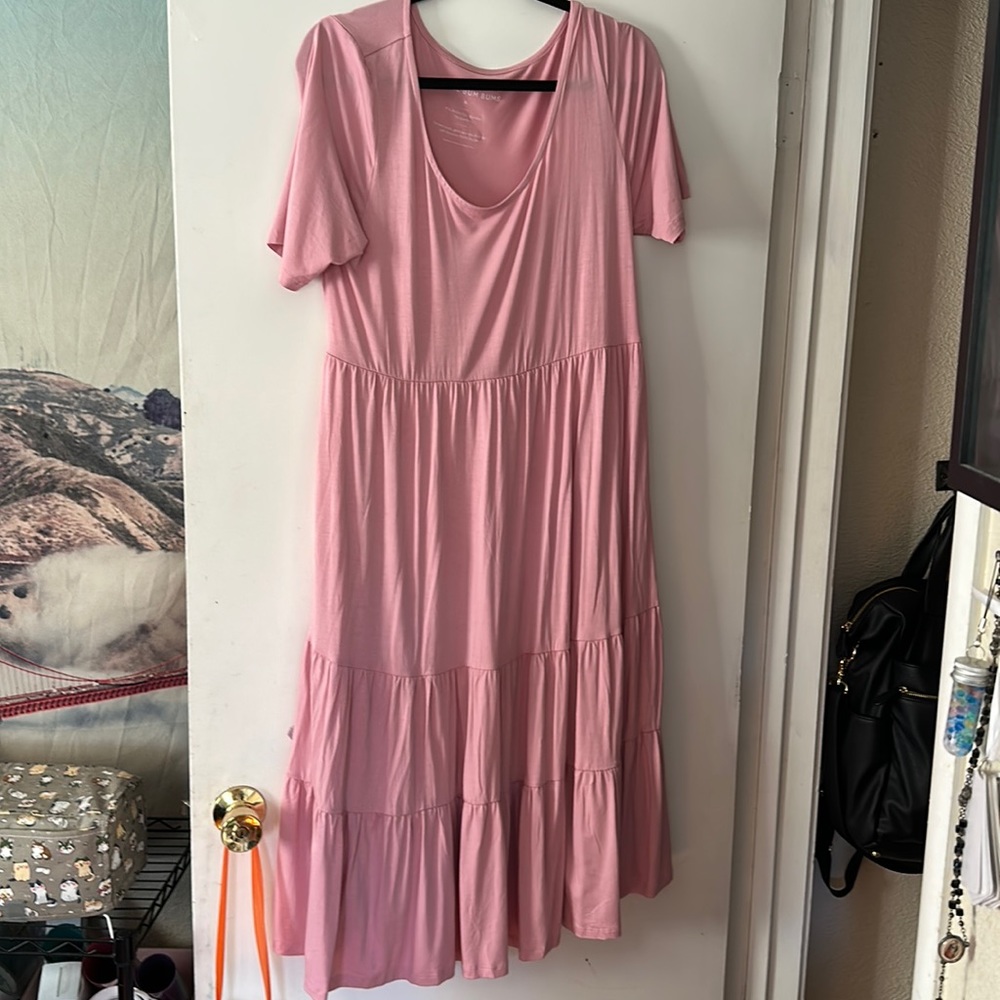 Little Bum Bums Bums n Roses Bamboo Viscose Dress XL light pink